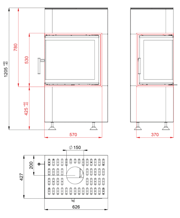 Focar semineu modular - BeF Kompakt Feel 6 CL - geam stanga