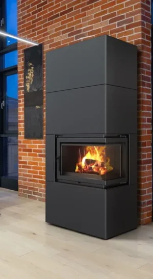 Focar semineu modular – Kratki Simple Box – dreapta negru